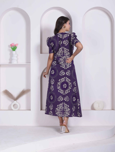 Miravan Womens Floral Printed Cotton Butterfly Maxi Dress