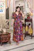 Miravan Womens Floral Print Puff Sleeve Pure Cotton Fit Flare Magenta Butterfly Maxi Dress