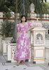 Miravan Womens Pink Floral Print Puff Sleeve Pure Cotton Fit Flare Butterfly Maxi Dress