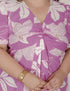 Miravan Womens Plus Size Pink Floral Print Puff Sleeve Pure Cotton Fit Flare Butterfly Maxi Dress