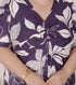 Miravan Womens Plus Size Purple Pleated Puff Sleeve Floral Pure Cotton Butterfly Middi Dress