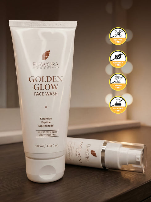 Flawora Golden Glow serum and Golden Glow Facewash