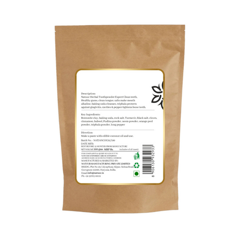 Natuur Herbal Toothpowder Bentonite Clay, Cinnamon & Clove 100gm