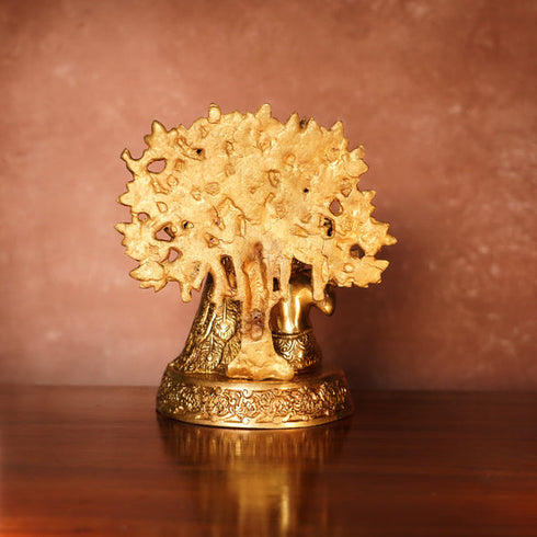 CREATUNIQ Bal Krishna with Peacock Brass Idol, 8" with Antique Polish