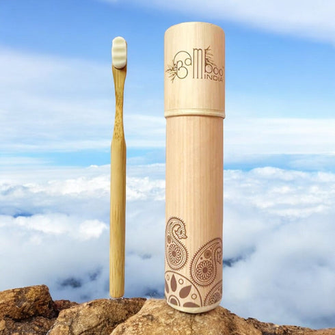 Bamboo India Bamboo Toothbrush Nano White Round Handle