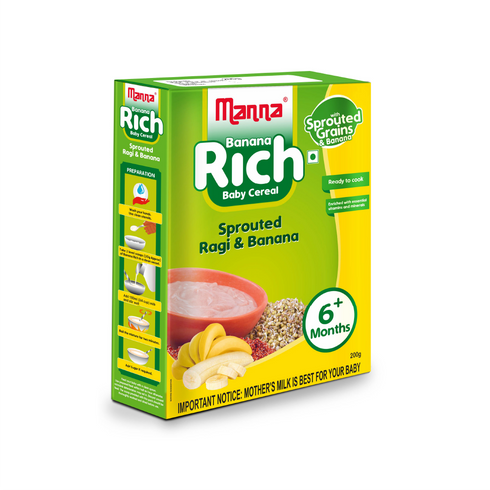 Manna Foods Baby Cereal Sprouted Ragi and Banana 6 months + 200g