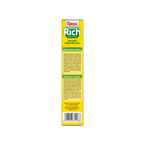 Manna Foods Baby Cereal Sprouted Ragi and Banana 6 months + 200g