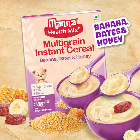 Manna Foods Health Mix Instant Baby Cereal Banana Date Powder and Honey