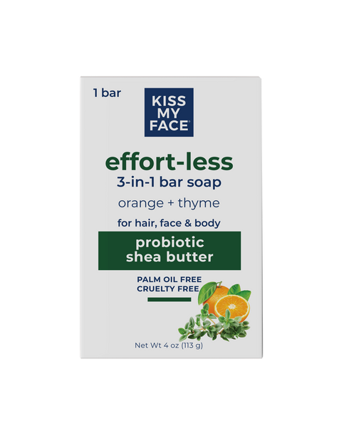 Kiss My Face Effort Less 3 in 1 Bar Soap Orange Thyme