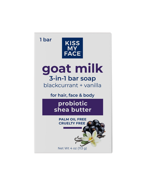 Kiss My Face Goat Milk 3 in 1 Bar Soap Blackcurrant Vanilla