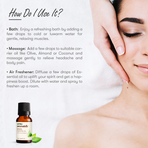 Vasuestore Vasu Aromatics Combo of Basil Peppermint Lemon Lemongrass Essential Oil