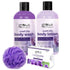 Globus Naturals Lavender Body Lotion Soap & Body Wash Skincare Combo with Loofa
