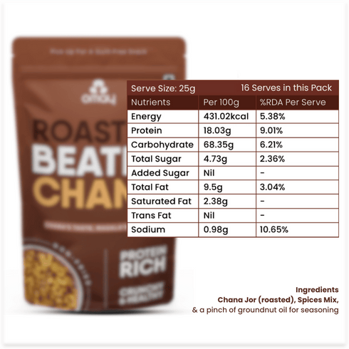 Omay Foods Beaten Chana - Protein Rich - 400 gms Pouch (2 Units)