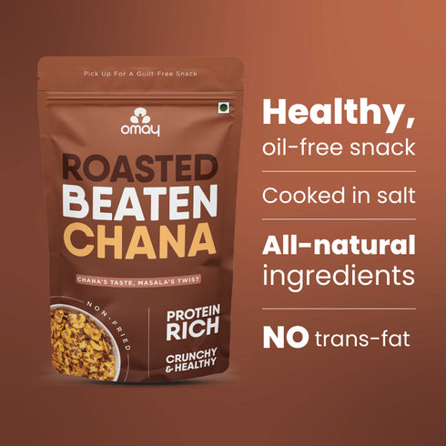 Omay Foods Beaten Chana - Protein Rich - 400 gms Pouch (2 Units)