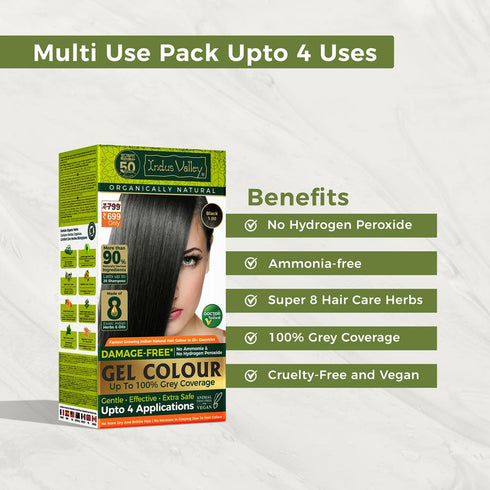 INDUS VALLEY Damage Free Dark Brown 3.00 Gel Hair Color For Women & Men