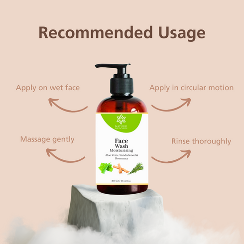 Natuur Moisturising Face Wash for Dry Skin Vitamin E, Aloe, Sandalwood & Rosemary