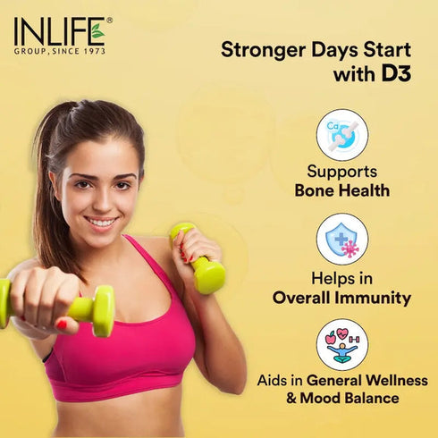 Inlife Vitamin D3 5000 IU Capsules With Gelatin