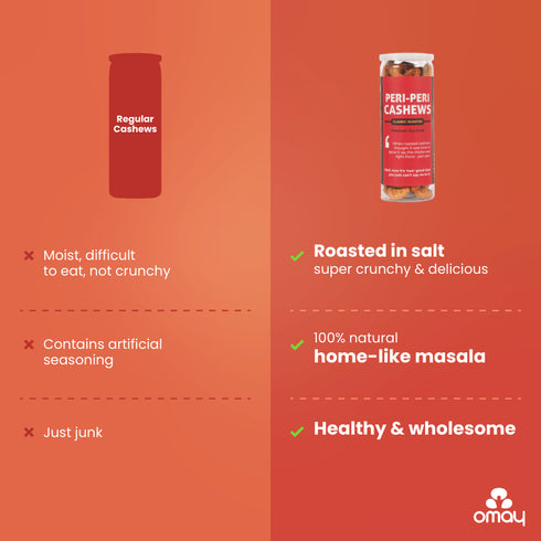 Omay Foods Peri Peri Roasted Cashews, 150g