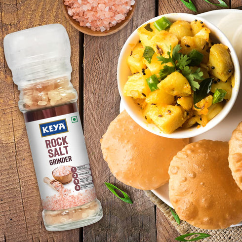 Keya Rock Salt Grinder 100g Natural Healthy Alternative to Regular Salt for Cooking Seasoning & Garnishing Perfect for Enhancing Flavors in Meals Snacks and More 100g Premium Quality Grinder