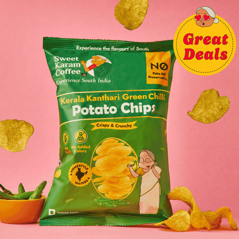 Sweet Karam Coffee Potato Chips - Kerala Kanthari Green Chilli