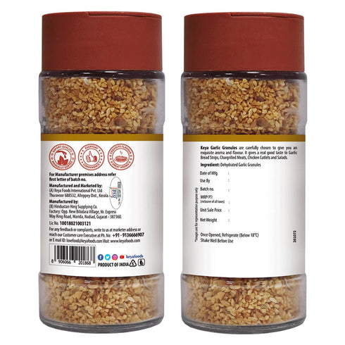 Keya Garlic Granules 55g Pure All Natural Flavor Booster for Cooking Soups Sauces No Additives Preservatives