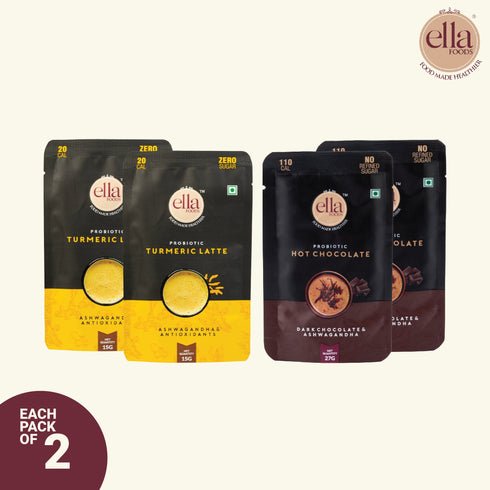 Ella Foods Turmeric Latte - 15g And Hot Chocolate