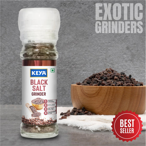 Keya Black Salt Grinder 100g Perfect for Enhancing the Flavor of Chaats Chutneys Salads Fruits Grilled Chicken & More Seasoning for Everyday Cooking & Garnishing