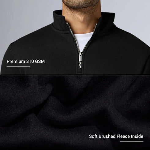 XYXX Pulse French Terry Cotton Blend Half Zip Pullover Pitch Black