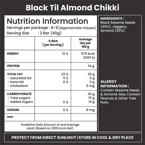 Jabsons Foods Black Til & Almond Chikki