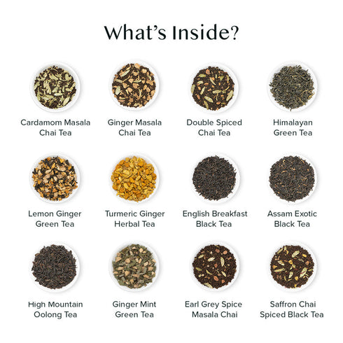 Vahdam Tea Bloom Assorted Teas Gift Set 12 Teas