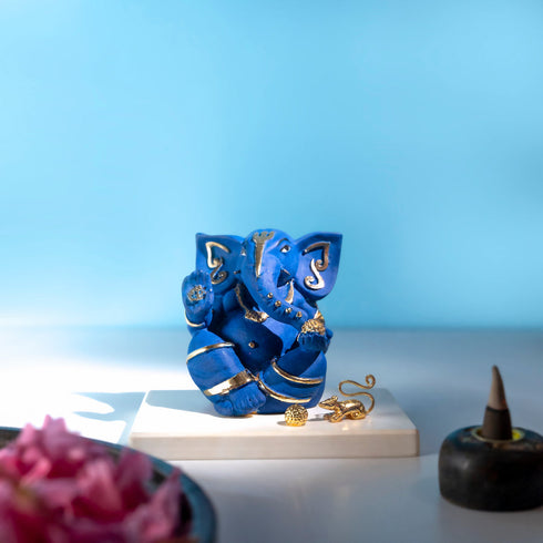 Samskara Home Blue Gold Ganesha Idol