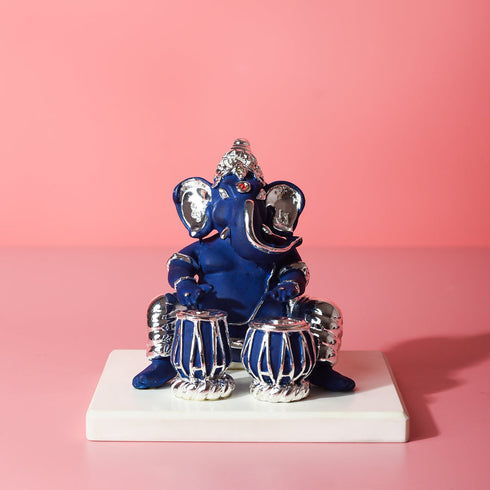 Samskara Home Blue Lord Ganesha With Tabla Idol