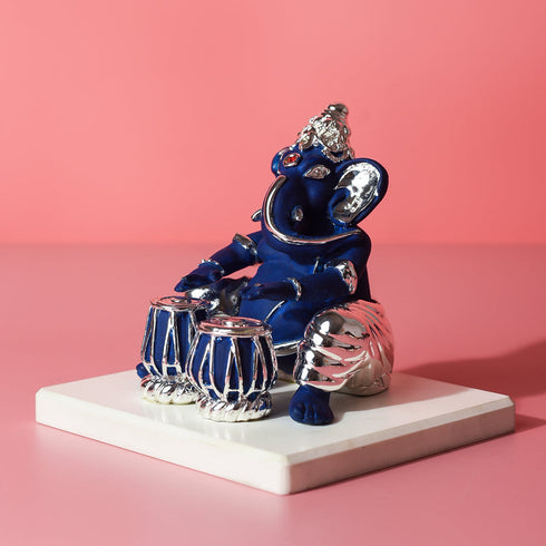Samskara Home Blue Lord Ganesha With Tabla Idol
