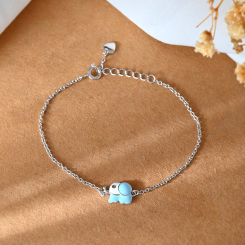 Meera Jaipur Blue Elephant baby silver bracelet