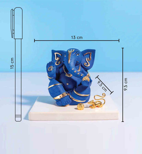 Samskara Home Blue Gold Ganesha Idol