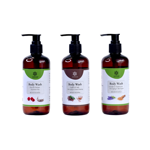 Natuur Body Wash Trio Rose Vetiver | Coffee Salt | Frankincense