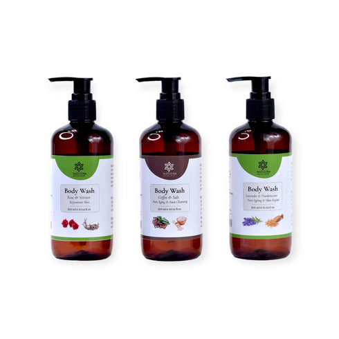 Natuur Body Wash Trio Rose Vetiver | Coffee Salt | Frankincense