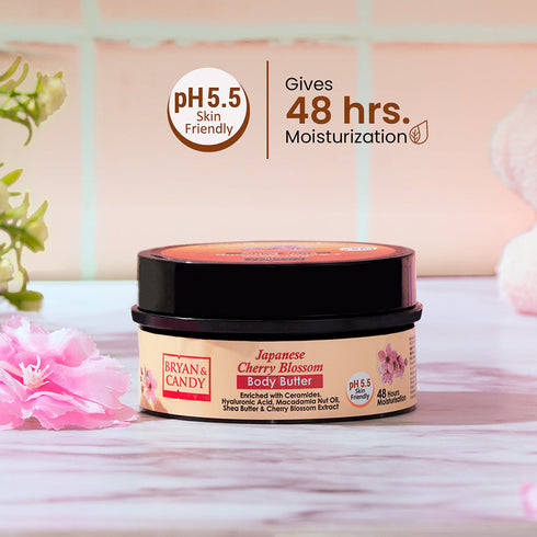 Bryan & Candy Cherry Blossom Body Butter pH 5 5 Light Weight Moisturizer for Women & Men