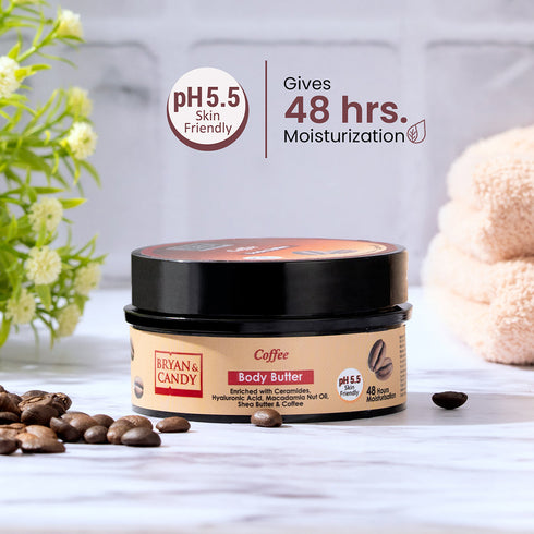 Bryan & Candy Coffee Body Butter pH 5 5 Light Weight Moisturizer for Women & Men