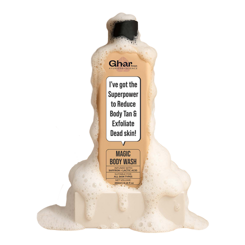 Ghar Soap Magic De-Tan | Exfoliating Body Wash With Saffron | Lactic Acid
