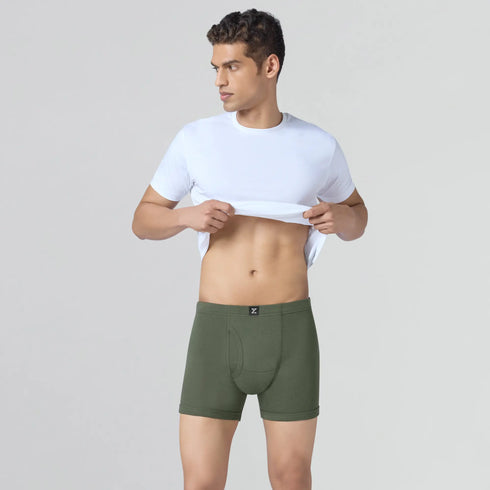 XYXX Nova Cotton Boxer Briefs (Inner Elastic) - Olive Green