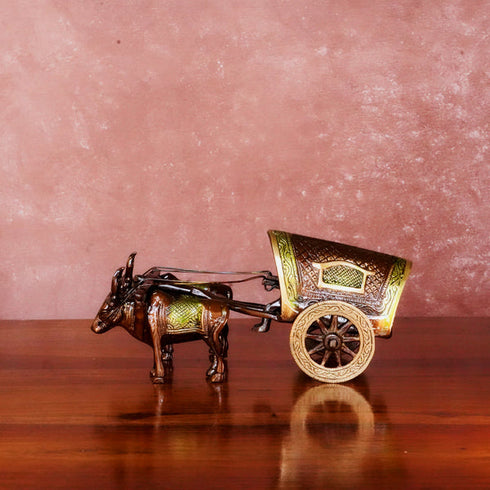 CREATUNIQ Brass Bullock Cart with Vintage Polish