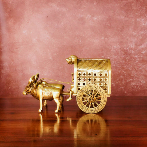 CREATUNIQ Brass Bullock Cart 6" with Antique Polish