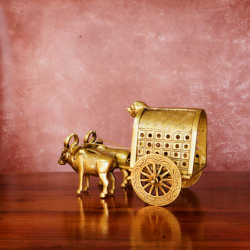 CREATUNIQ Brass Bullock Cart 6" with Antique Polish