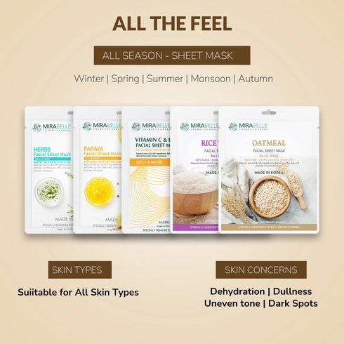 Mirabelle Korea Bright Skin Facial Sheet Mask Pack of 5