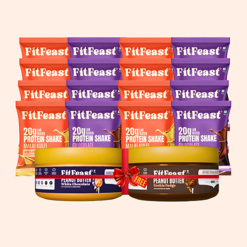 Fitfeast Taste the Variety 16 Assorted Sachets + 2 Peanut Butter (White Chocolate+Cookie Fudge)