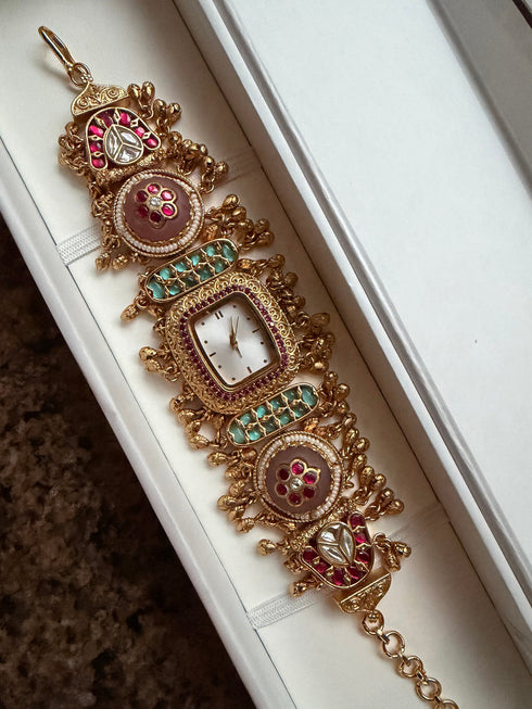 Swarika Jewels Ranibaug Mint and Pink Watch for Women