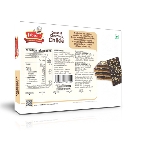 Jabsons Foods Coconut Chocolate Chikki