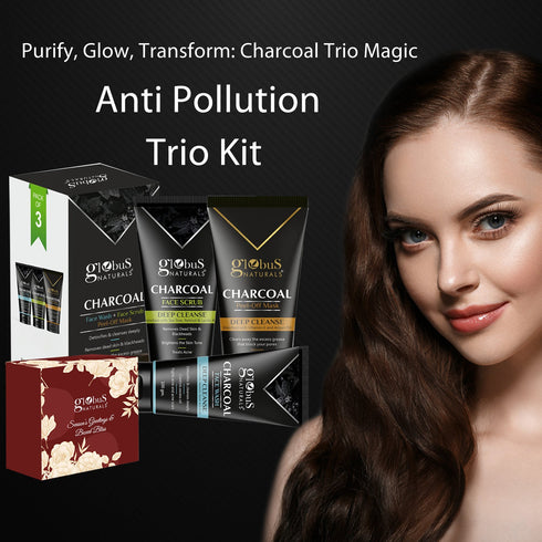 Globus Naturals Charcoal Trio Kit 300 gm with Chocolate Box