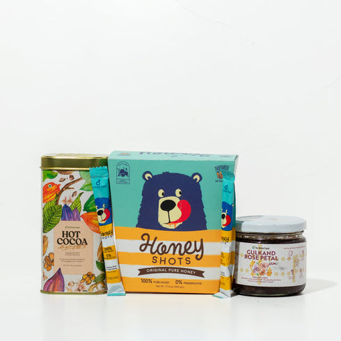The Divine Foods Kids Special Kit - Honey Shots + Gulkand + Hot Cocoa
